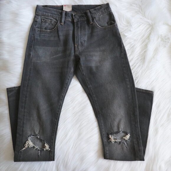 NWT Levi’s 505C Grey Jeans Ripped Straight Leg Distressed Denim Size 25 - Picture 6 of 7